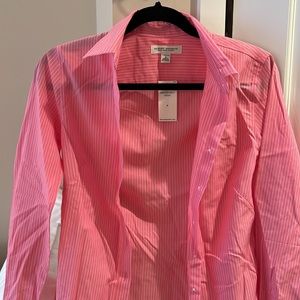 Banana Republic pinstriped pink collared button down shirt